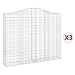 vidaXL Coșuri gabion arcuite 3 buc, 200x30x160/180 cm, fier galvanizat