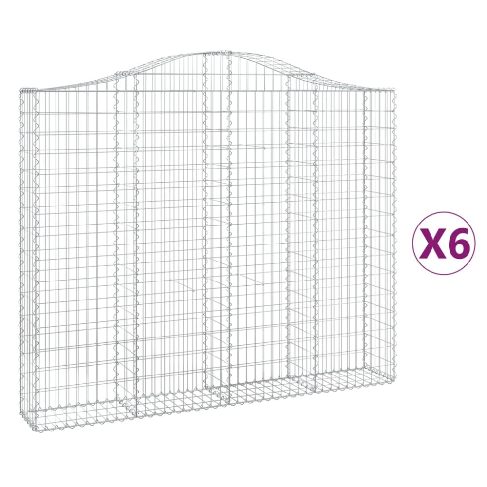 vidaXL Coșuri gabion arcuite 6 buc, 200x30x160/180 cm, fier galvanizat