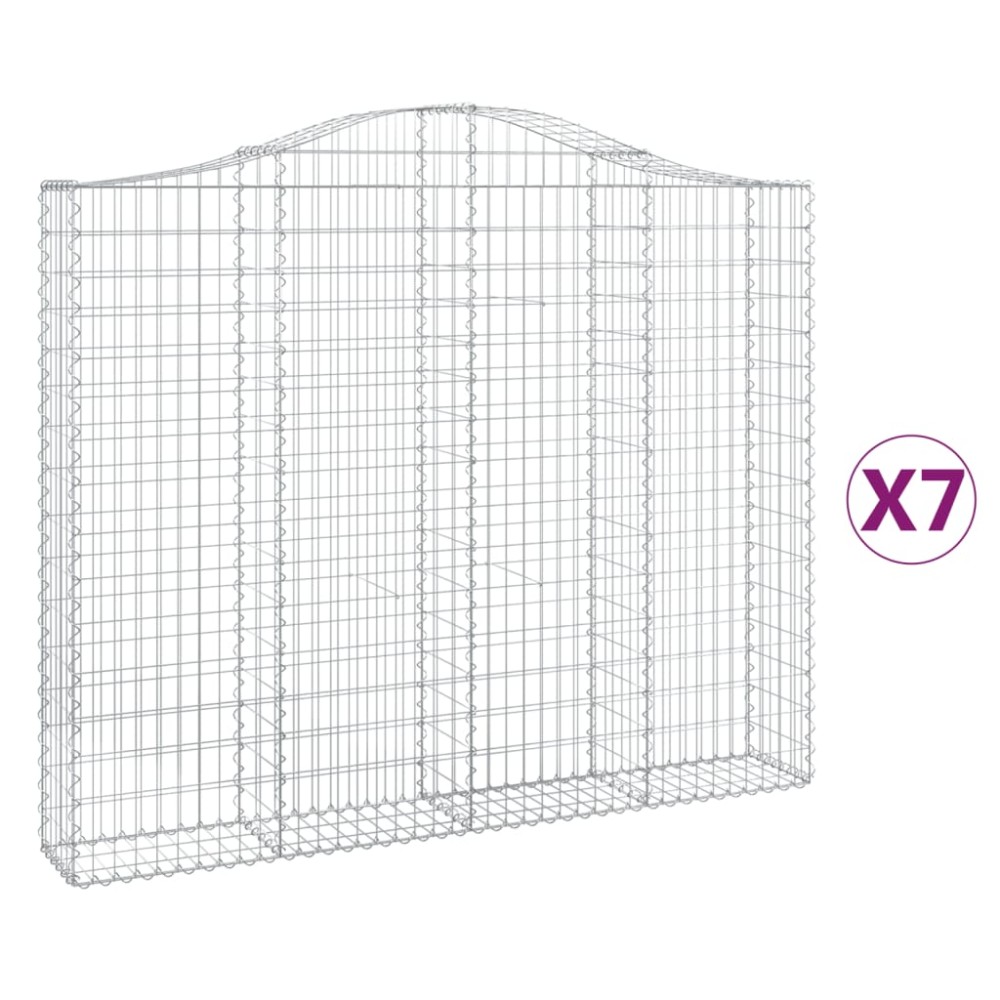 vidaXL Coșuri gabion arcuite 7 buc, 200x30x160/180 cm, fier galvanizat