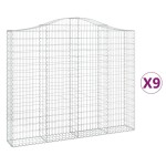 vidaXL Coșuri gabion arcuite 9 buc, 200x30x160/180 cm, fier galvanizat