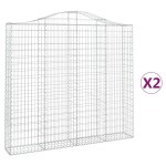 vidaXL Coșuri gabion arcuite 2 buc, 200x30x180/200cm, fier galvanizat vidaXL Coșuri gabion arcuite 2 buc, 200x30x180/200cm, fier galvanizat