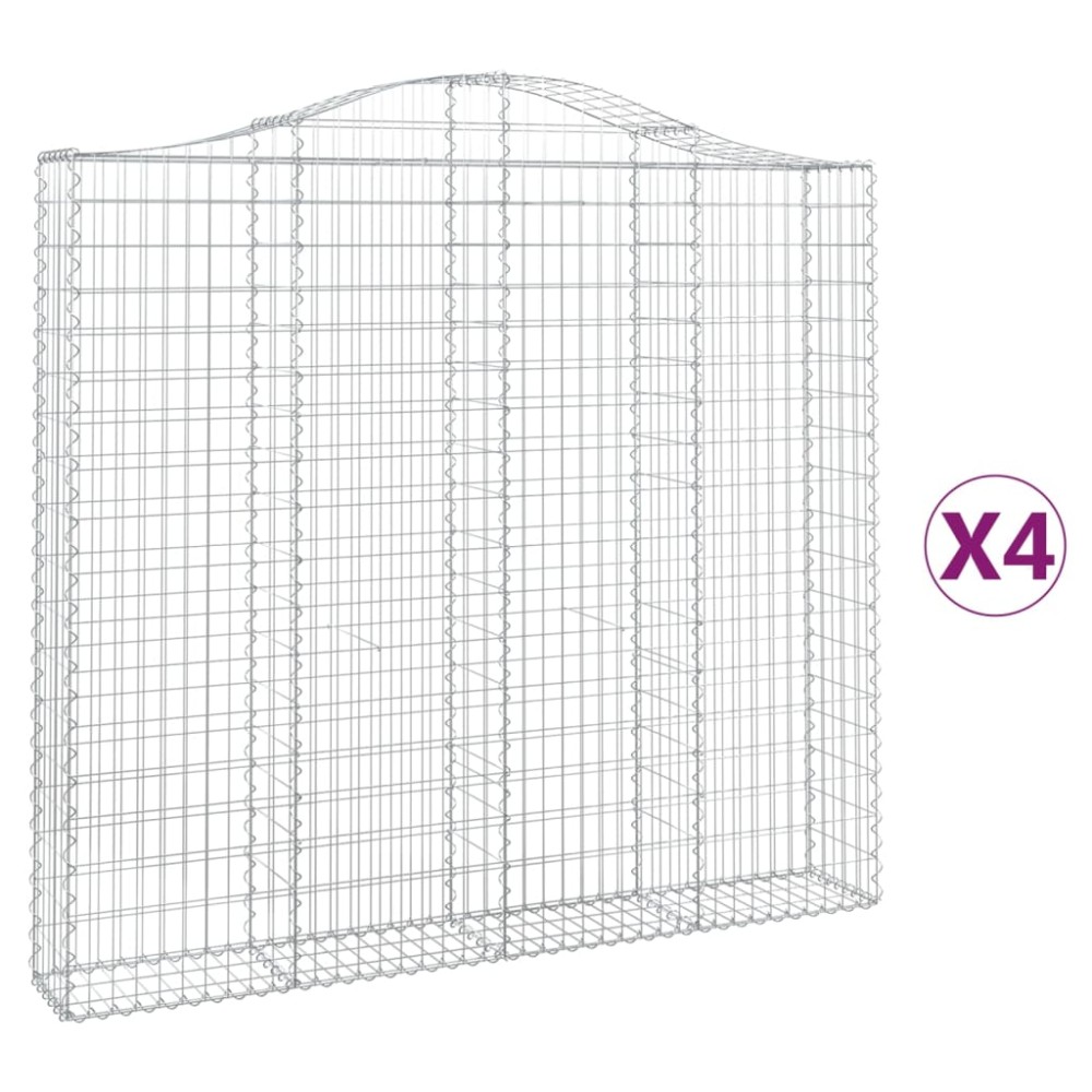 vidaXL Coșuri gabion arcuite 4 buc, 200x30x180/200cm, fier galvanizat