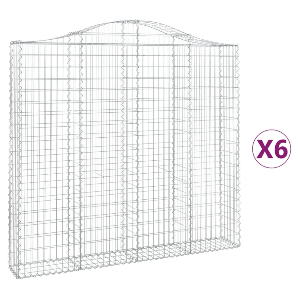 vidaXL Coșuri gabion arcuite 6 buc, 200x30x180/200cm, fier galvanizat