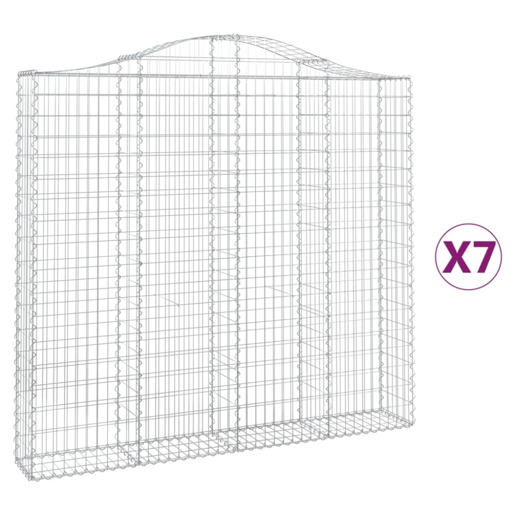 vidaXL Coșuri gabion arcuite 7 buc, 200x30x180/200cm, fier galvanizat