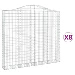 vidaXL Coșuri gabion arcuite 8 buc, 200x30x180/200cm, fier galvanizat vidaXL Coșuri gabion arcuite 8 buc, 200x30x180/200cm, fier galvanizat