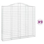 vidaXL Coșuri gabion arcuite 9 buc, 200x30x180/200cm, fier galvanizat