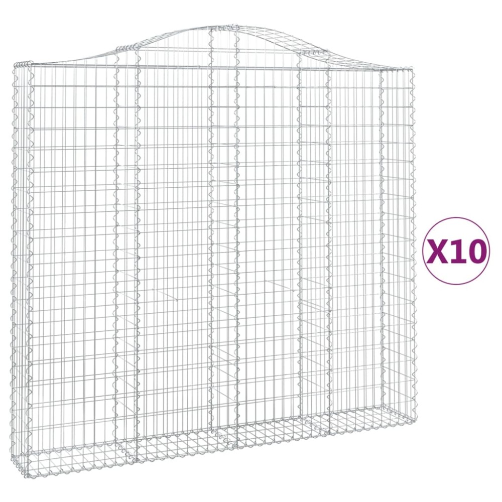 vidaXL Coșuri gabion arcuite 10 buc, 200x30x180/200cm, fier galvanizat