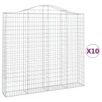 vidaXL Coșuri gabion arcuite 10 buc, 200x30x180/200cm, fier galvanizat vidaXL Coșuri gabion arcuite 10 buc, 200x30x180/200cm, fier galvanizat
