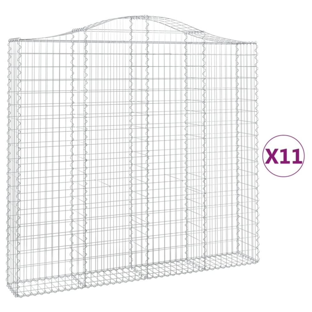 vidaXL Coșuri gabion arcuite 11 buc, 200x30x180/200cm, fier galvanizat
