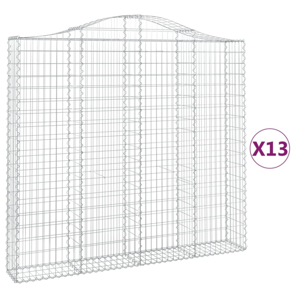 vidaXL Coșuri gabion arcuite 13 buc, 200x30x180/200cm, fier galvanizat