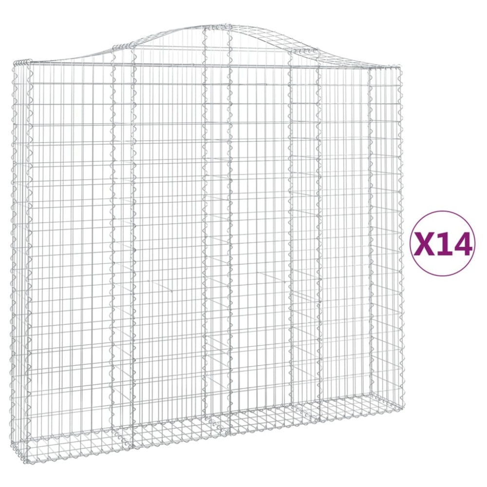 vidaXL Coșuri gabion arcuite 14 buc, 200x30x180/200cm, fier galvanizat