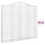 vidaXL Coșuri gabion arcuite 14 buc, 200x30x180/200cm, fier galvanizat