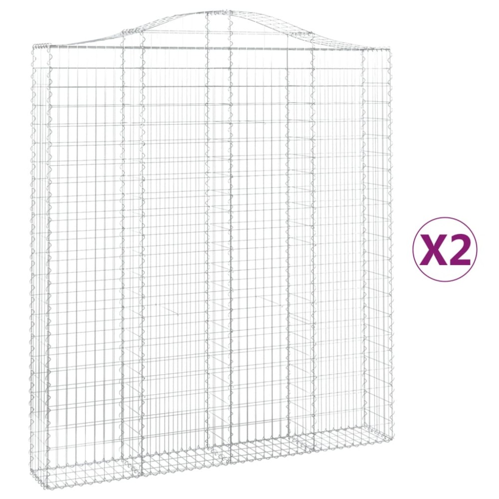 vidaXL Coșuri gabion arcuite, 2 buc 200x30x220/240cm, fier galvanizat