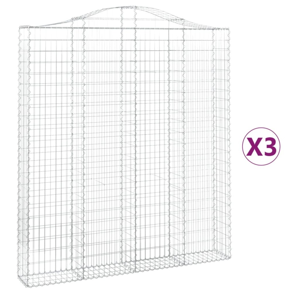 vidaXL Coșuri gabion arcuite,3 buc., 200x30x220/240cm, fier galvanizat