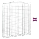 vidaXL Coșuri gabion arcuite,3 buc., 200x30x220/240cm, fier galvanizat