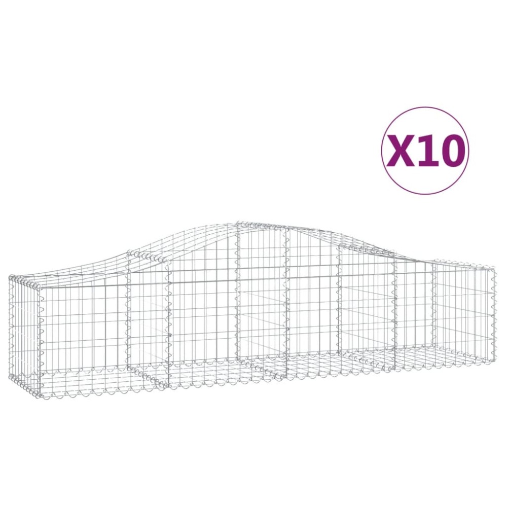 vidaXL Coșuri gabion arcuite 10 buc, 200x50x40/60 cm, fier galvanizat