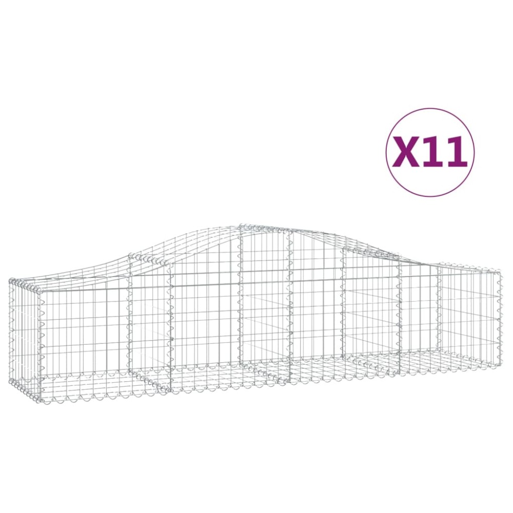 vidaXL Coșuri gabion arcuite 11 buc, 200x50x40/60 cm, fier galvanizat