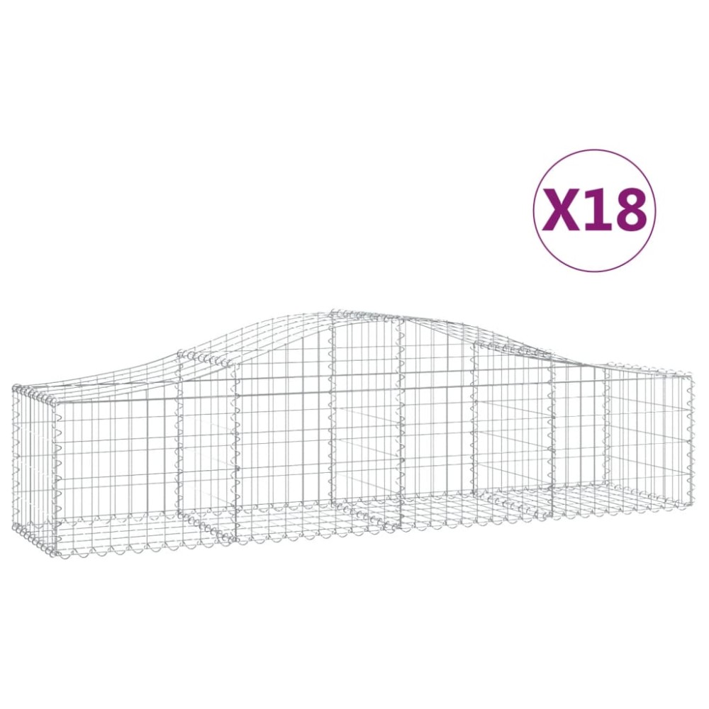 vidaXL Coșuri gabion arcuite 18 buc., 200x50x40/60 cm, fier galvanizat
