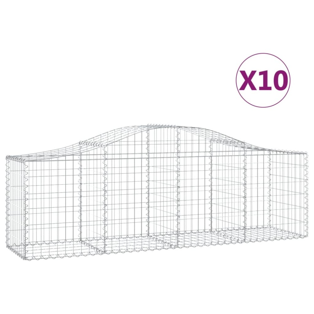 vidaXL Coșuri gabion arcuite 10 buc, 200x50x60/80 cm, fier galvanizat