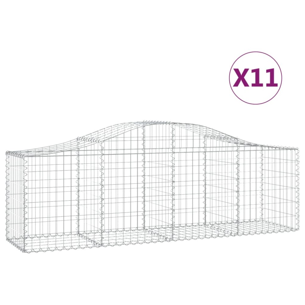 vidaXL Coșuri gabion arcuite 11 buc, 200x50x60/80 cm, fier galvanizat