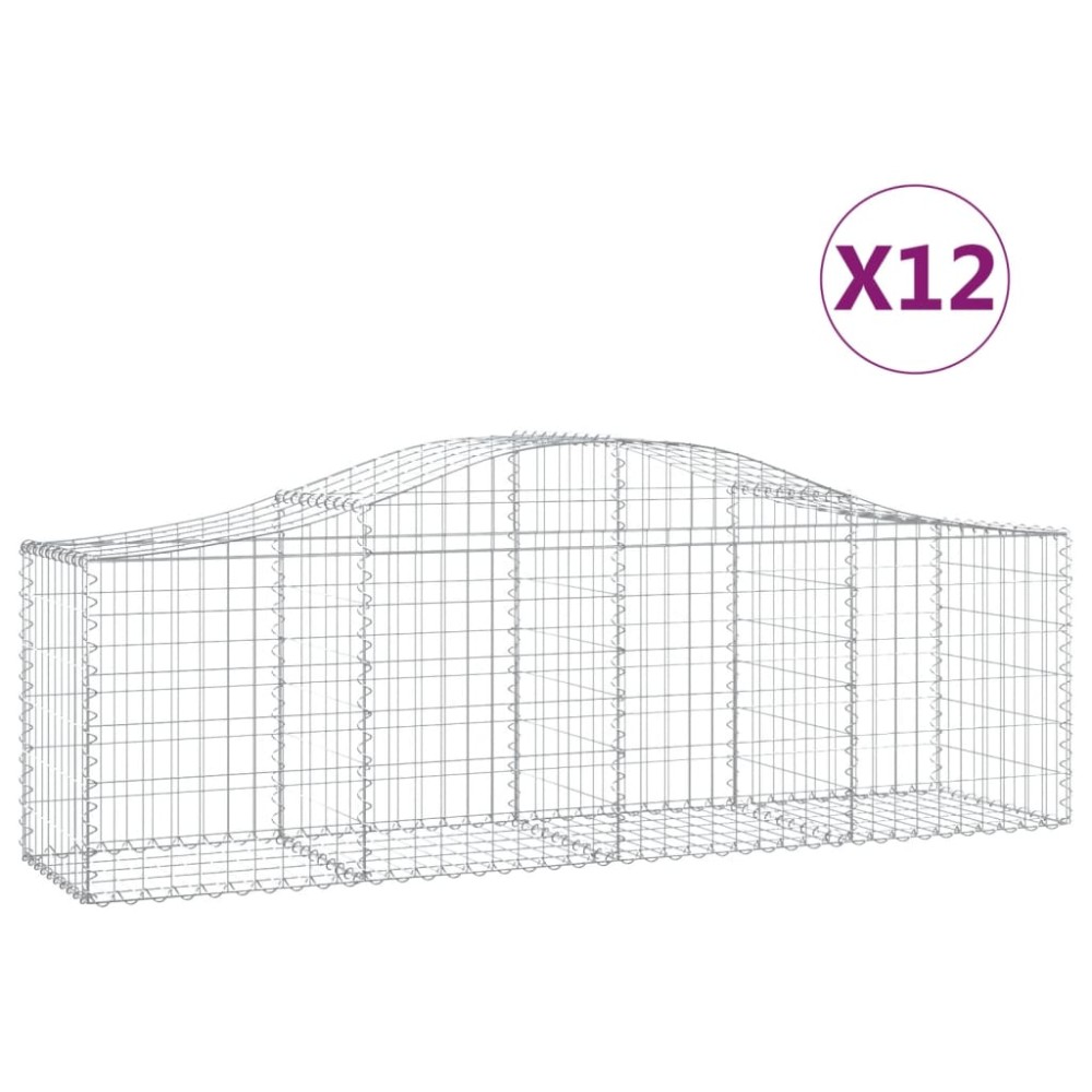 vidaXL Coșuri gabion arcuite 12 buc, 200x50x60/80 cm, fier galvanizat