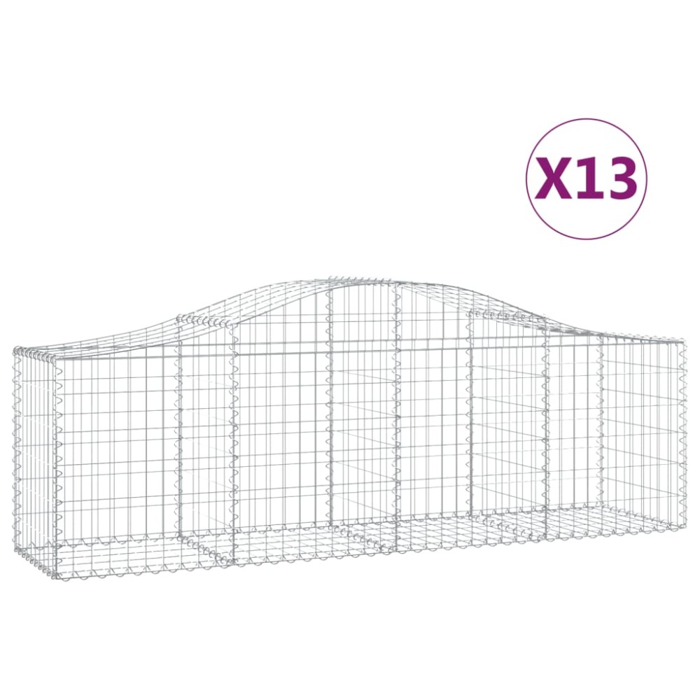 vidaXL Coșuri gabion arcuite 13 buc, 200x50x60/80 cm, fier galvanizat