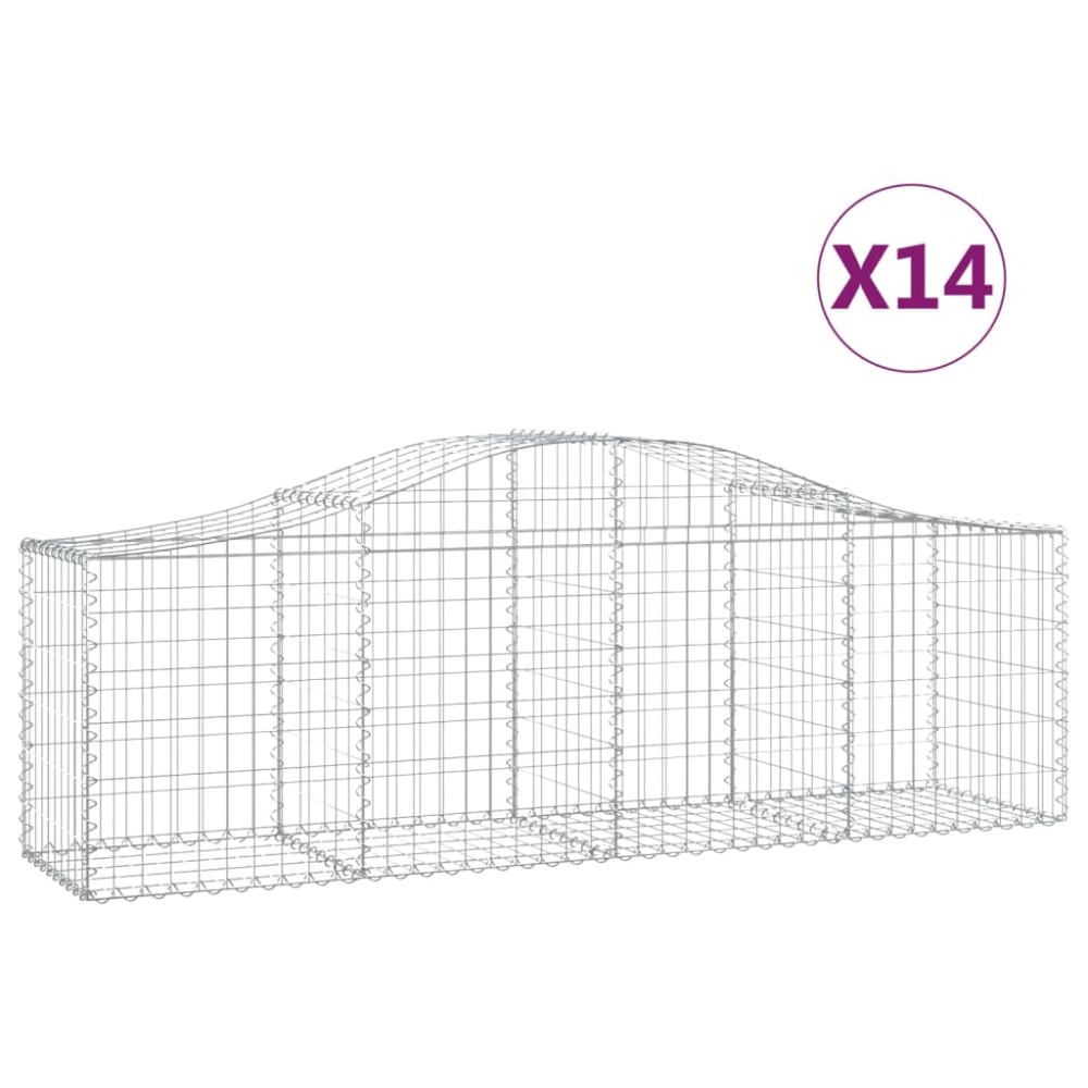 vidaXL Coșuri gabion arcuite 14 buc, 200x50x60/80 cm, fier galvanizat