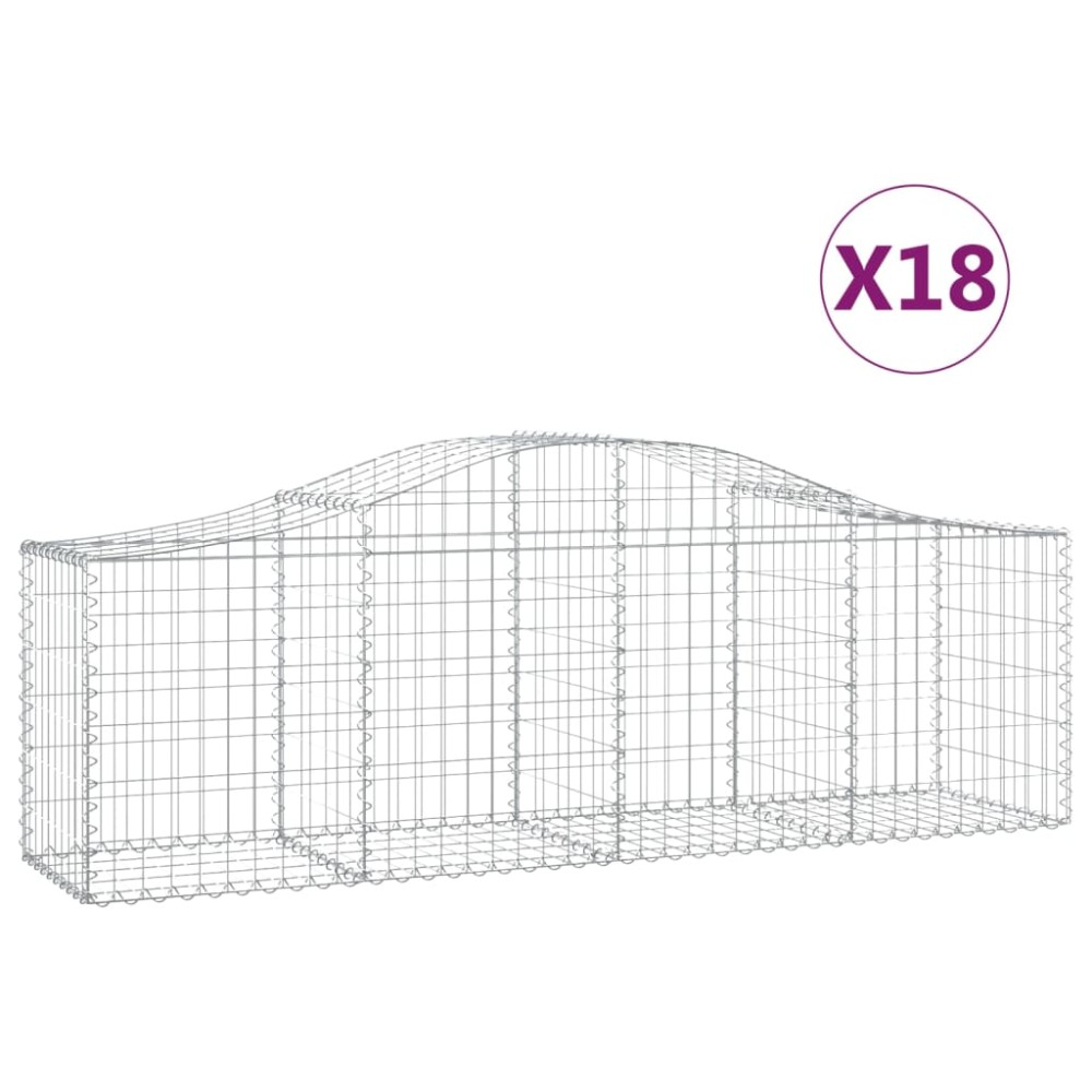 vidaXL Coșuri gabion arcuite 18 buc, 200x50x60/80 cm, fier galvanizat