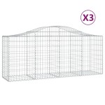 vidaXL Coșuri gabion arcuite 3 buc, 200x50x80/100 cm, fier galvanizat