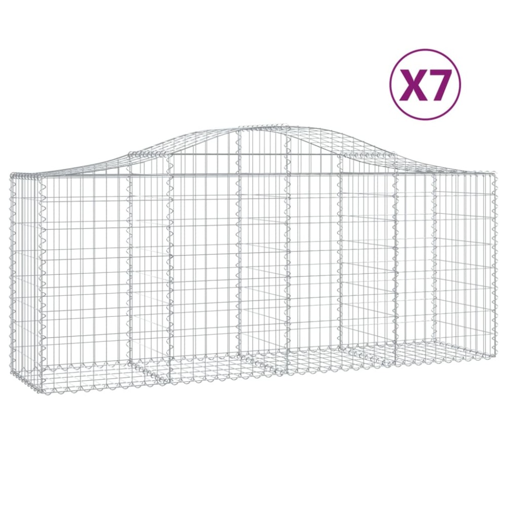 vidaXL Coșuri gabion arcuite 7 buc, 200x50x80/100 cm, fier galvanizat