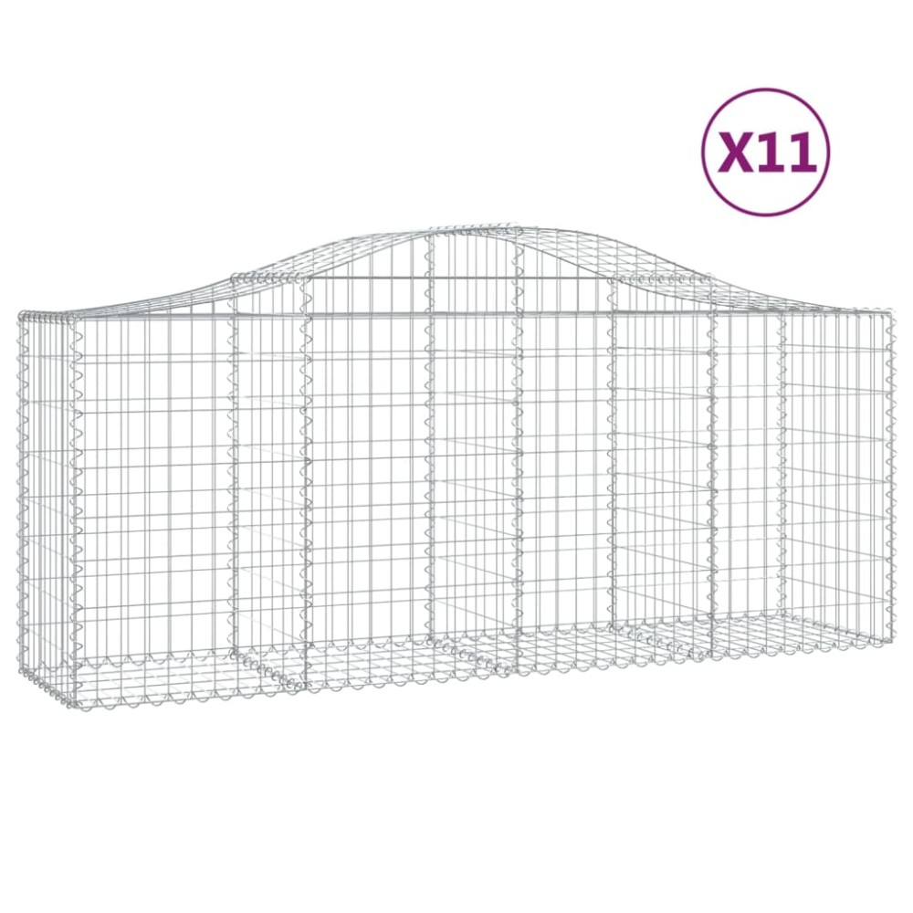 vidaXL Coșuri gabion arcuite 11 buc, 200x50x80/100 cm, fier galvanizat