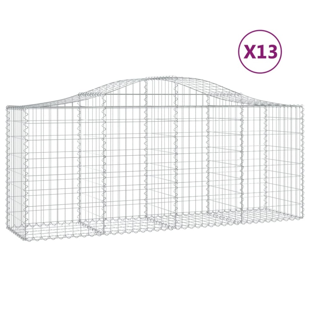 vidaXL Coșuri gabion arcuite 13 buc, 200x50x80/100 cm, fier galvanizat