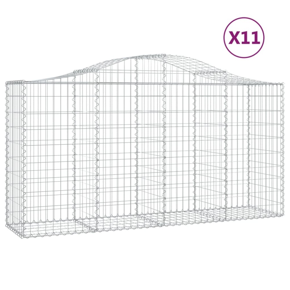 vidaXL Coșuri gabion arcuite 11 buc, 200x50x100/120cm, fier galvanizat