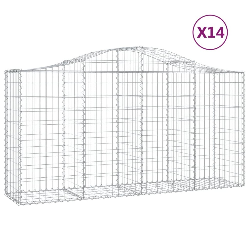 vidaXL Coșuri gabion arcuite 14 buc, 200x50x100/120cm, fier galvanizat