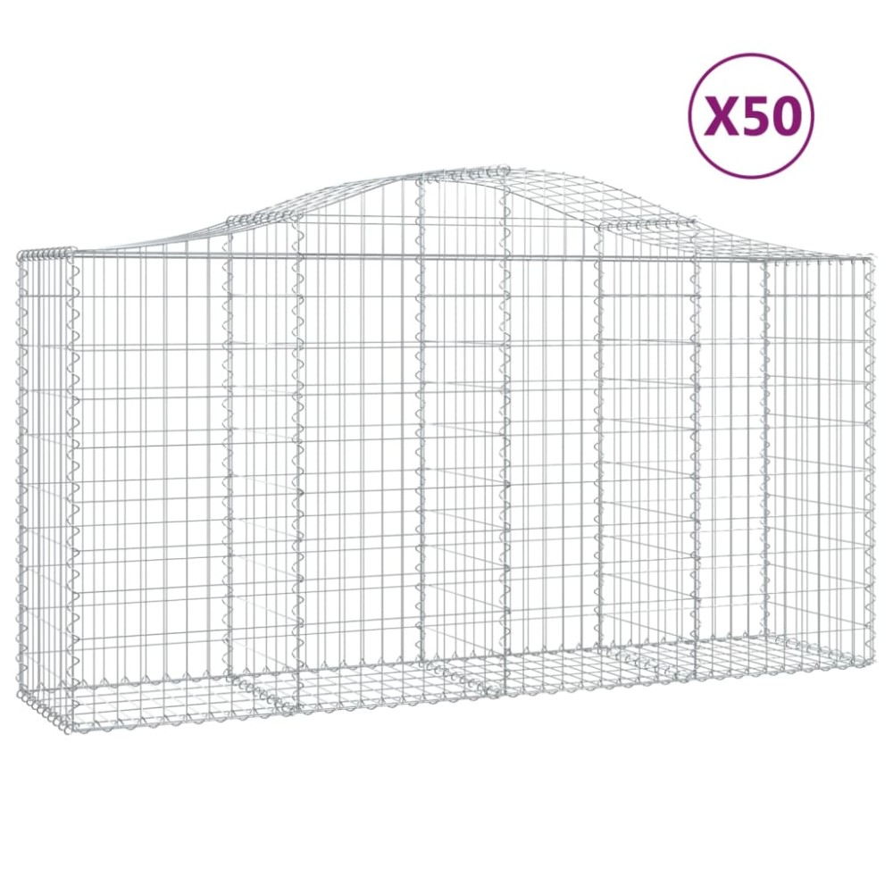 vidaXL Coșuri gabion arcuite 50 buc, 200x50x100/120 cm fier galvanizat