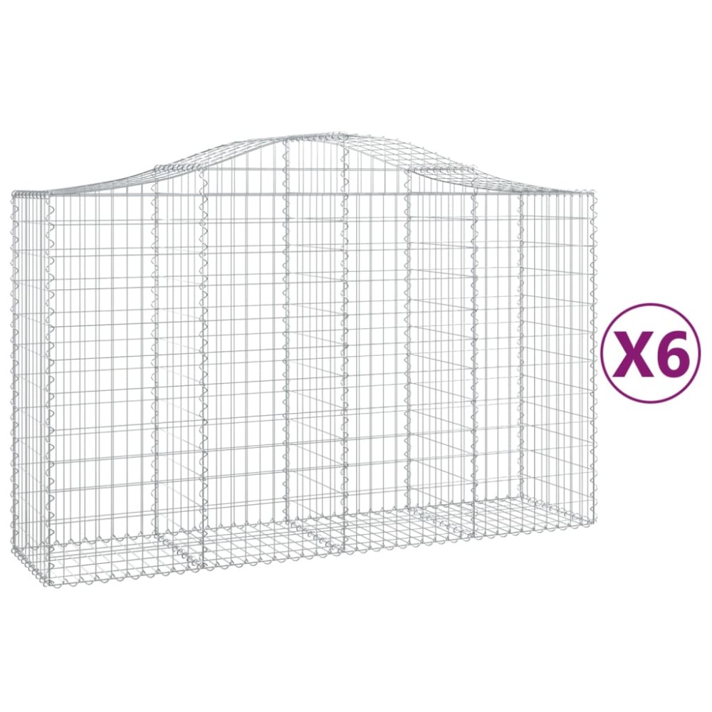 vidaXL Coșuri gabion arcuite 6 buc, 200x50x120/140 cm, fier galvanizat