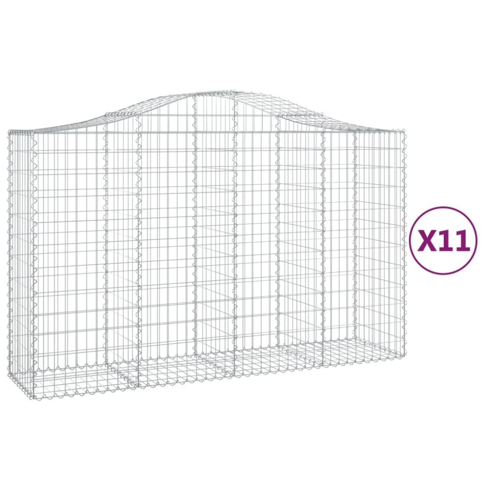 vidaXL Coșuri gabion arcuite 11 buc, 200x50x120/140 cm,fier galvanizat