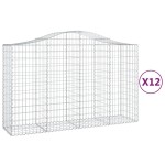 vidaXL Coșuri gabion arcuite 12 buc, 200x50x120/140cm, fier galvanizat vidaXL Coșuri gabion arcuite 12 buc, 200x50x120/140cm, fier galvanizat