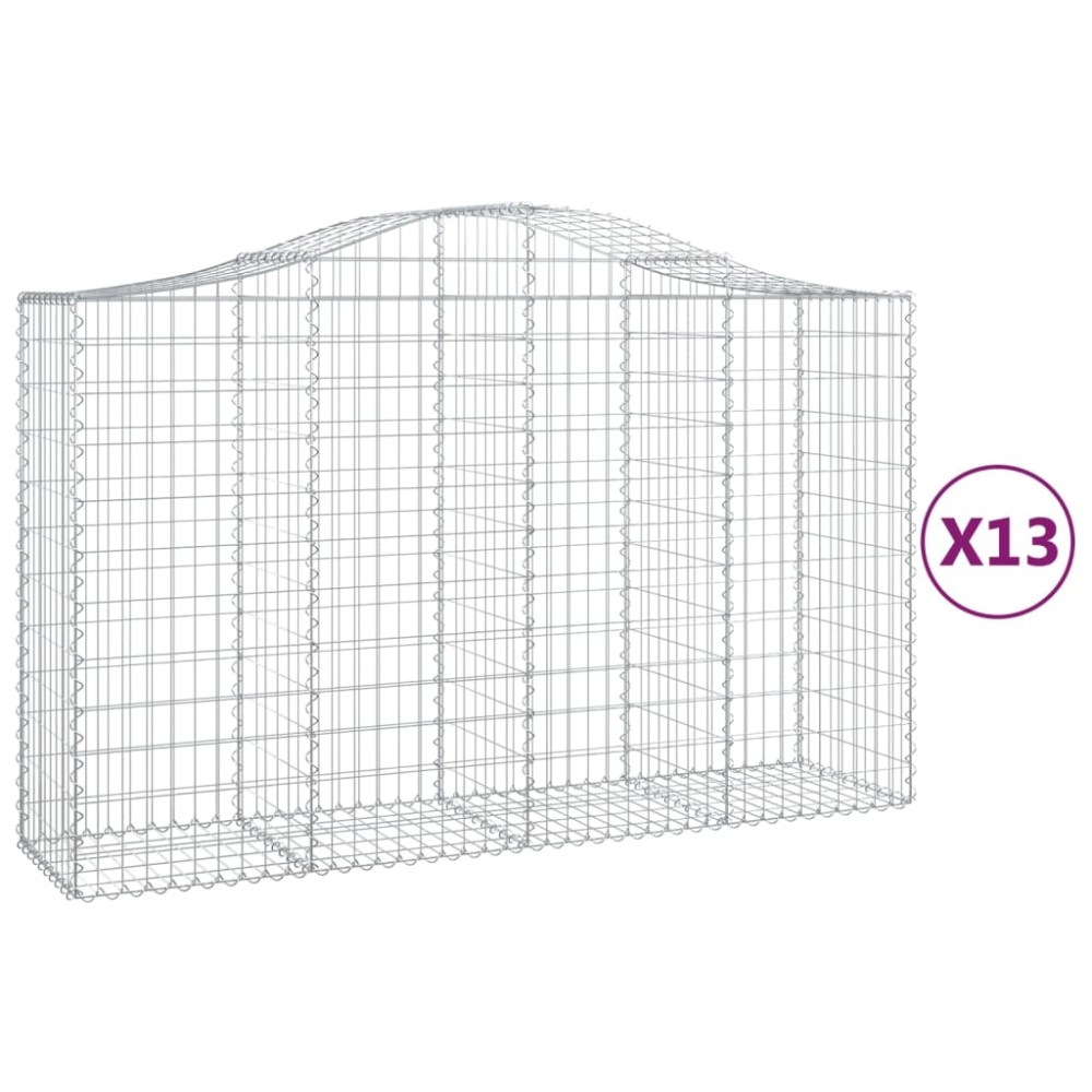 vidaXL Coșuri gabion arcuite 13 buc, 200x50x120/140 cm,fier galvanizat