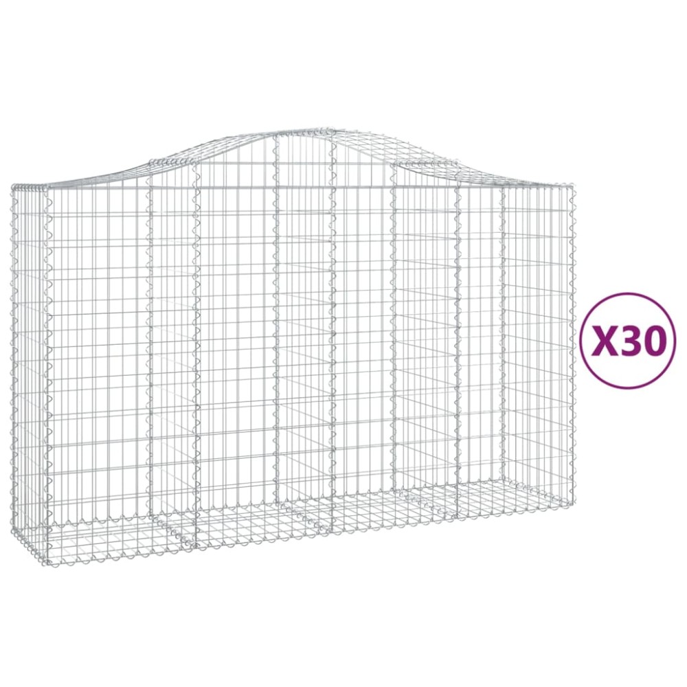vidaXL Coșuri gabion arcuite 30 buc, 200x50x120/140cm, fier galvanizat