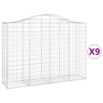 vidaXL Coșuri gabion arcuite 9 buc, 200x50x140/160 cm, fier galvanizat