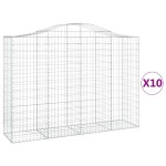 vidaXL Coșuri gabion arcuite 10 buc, 200x50x140/160cm, fier galvanizat