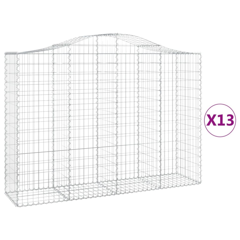vidaXL Coșuri gabion arcuite 13 buc, 200x50x140/160cm, fier galvanizat