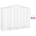 vidaXL Coșuri gabion arcuite 14 buc, 200x50x140/160cm, fier galvanizat vidaXL Coșuri gabion arcuite 14 buc, 200x50x140/160cm, fier galvanizat