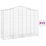 vidaXL Coșuri gabion arcuite 15 buc, 200x50x140/160cm, fier galvanizat vidaXL Coșuri gabion arcuite 15 buc, 200x50x140/160cm, fier galvanizat
