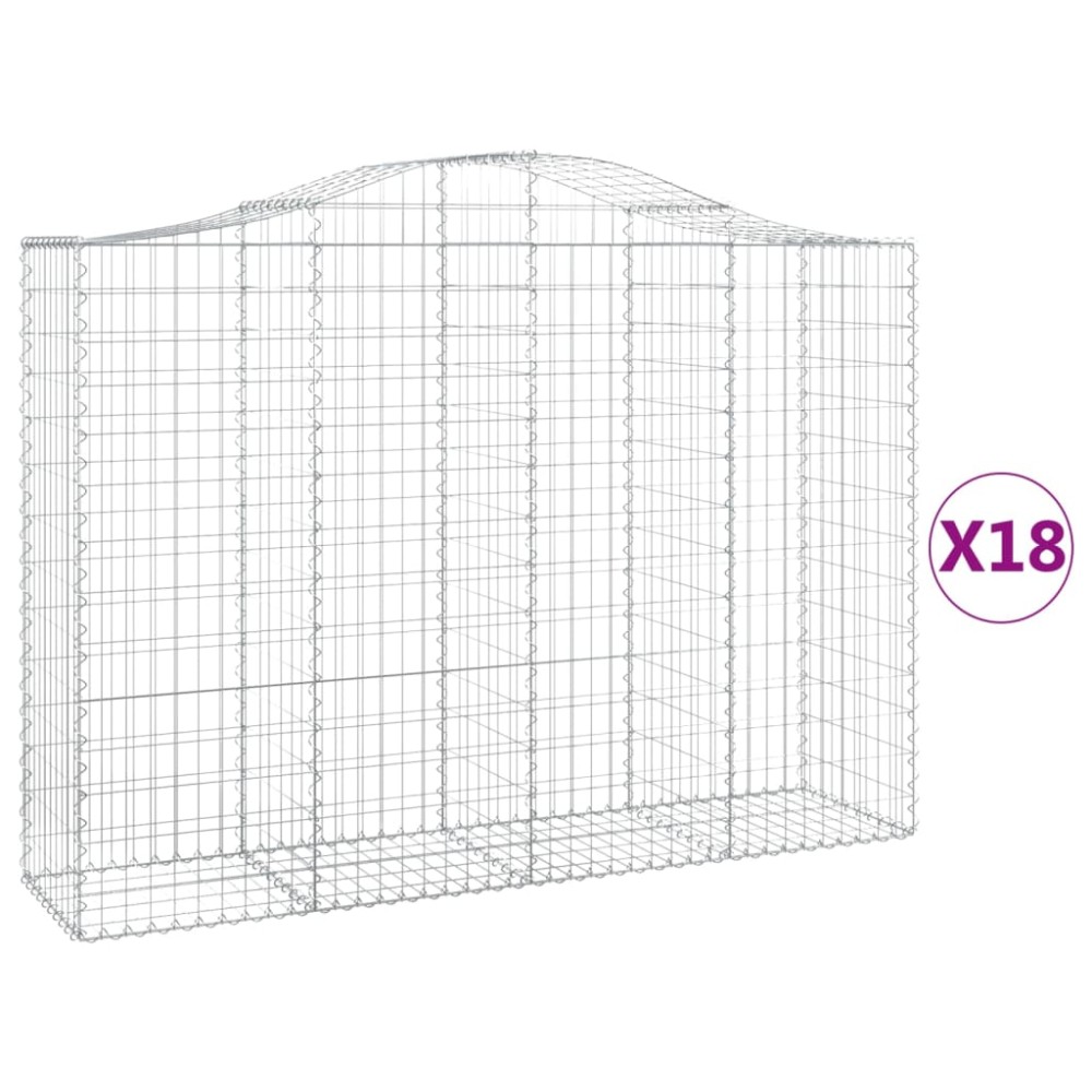 vidaXL Coșuri gabion arcuite 18 buc, 200x50x140/160cm, fier galvanizat