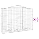 vidaXL Coșuri gabion arcuite 30 buc, 200x50x140/160cm, fier galvanizat