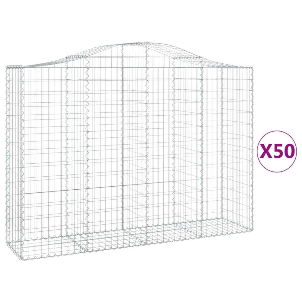 vidaXL Coșuri gabion arcuite 50 buc, 200x50x140/160cm, fier galvanizat