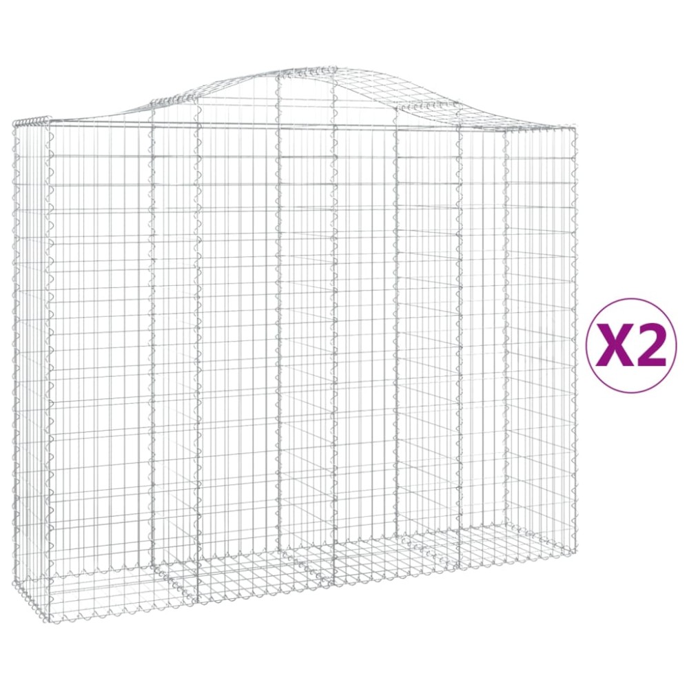 vidaXL Coșuri gabion arcuite 2 buc, 200x50x160/180 cm, fier galvanizat