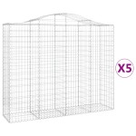 vidaXL Coșuri gabion arcuite 5 buc, 200x50x160/180 cm, fier galvanizat